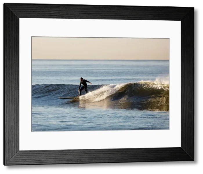 Framed Print : Surfer at sunrise, Santa Monica, California, USA Framed Print : Surfer at sunrise, Santa Monica, California, USA
