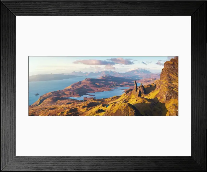 Framed Print : Aerial and panoramic view of Old Man of Storr during sunrise, Isle of Skye, Inner Hebrides, Trotternish peninsula, Highlands, Scotland, United Kingdom Framed Print : Aerial and panoramic view of Old Man of Storr during sunrise, Isle of Skye, Inner Hebrides, Trotternish peninsula, Highlands, Scotland, United Kingdom
