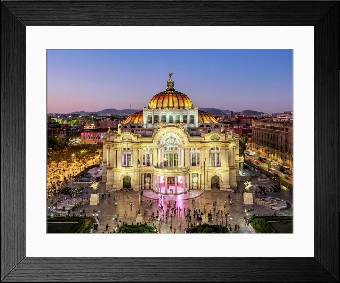 Framed Print : Palacio de Bellas Artes at dusk, elevated view, Mexico City, Mexico Framed Print : Palacio de Bellas Artes at dusk, elevated view, Mexico City, Mexico