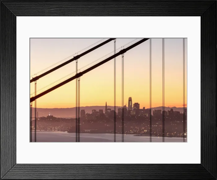 Framed Print : Golden Gate Bridge and fog at sunrise, from Battery Spencer, San Francisco, California, USA Framed Print : Golden Gate Bridge and fog at sunrise, from Battery Spencer, San Francisco, California, USA