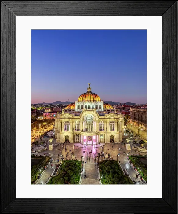 Framed Print : Palacio de Bellas Artes at dusk, elevated view, Mexico City, Mexico Framed Print : Palacio de Bellas Artes at dusk, elevated view, Mexico City, Mexico