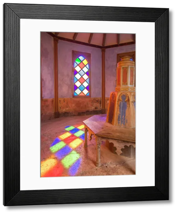 Framed Print : Coloured windows in the viewing pavilion of the Raixa estate overlooking the plain, Bunyola, Mallorca, Balearic Islands, Spain Framed Print : Coloured windows in the viewing pavilion of the Raixa estate overlooking the plain, Bunyola, Mallorca, Balearic Islands, Spain