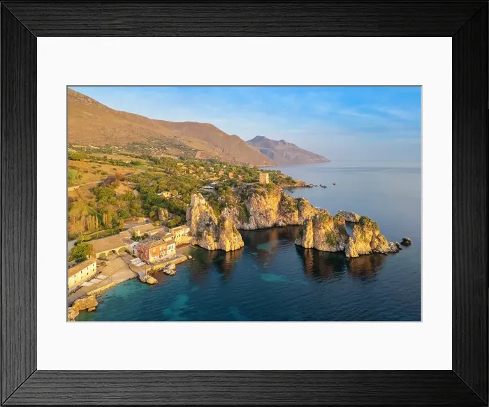 Framed Print : Tonnara and stacks of Scopello. Castellammare del Golfo, Trapani district, Sicily, Italy Framed Print : Tonnara and stacks of Scopello. Castellammare del Golfo, Trapani district, Sicily, Italy