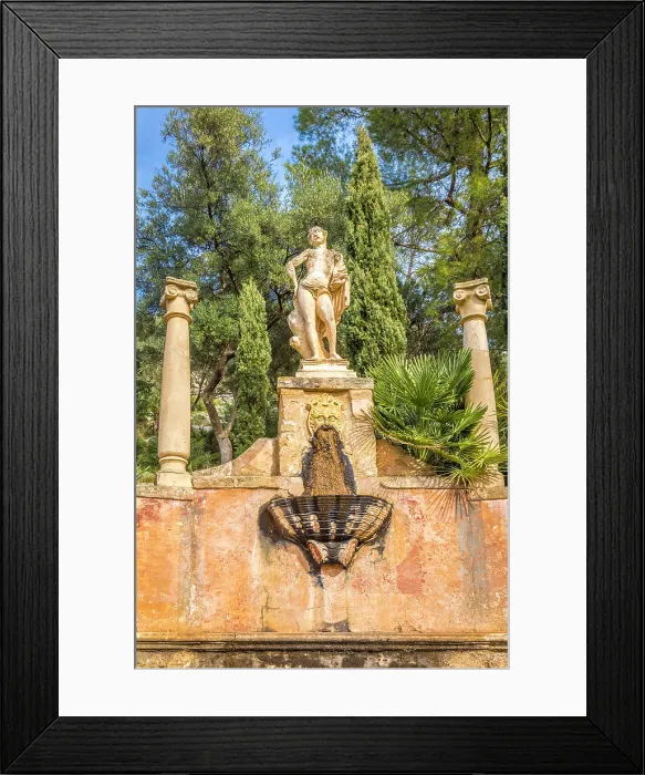 Framed Print : Statue of Apollo in the upper gardens of the Raixa estate, Bunyola, Mallorca, Balearic Islands, Spain