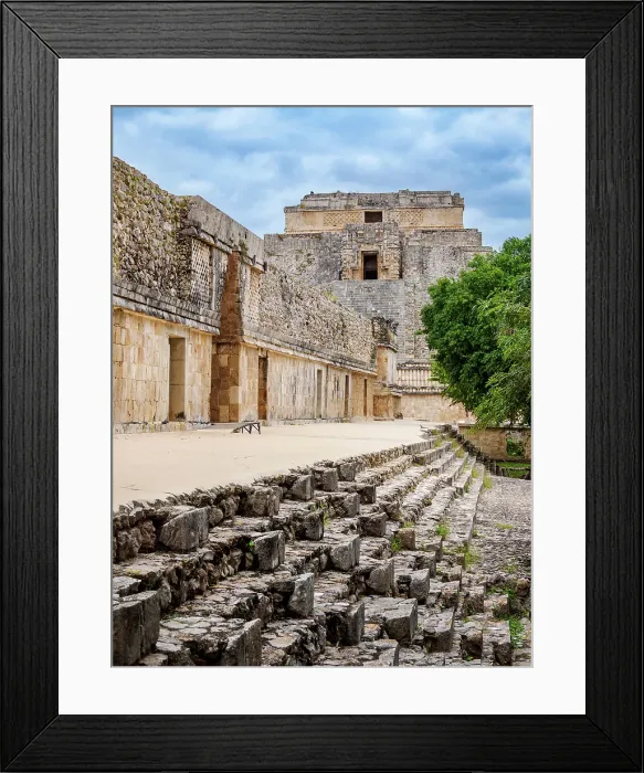 Framed Print : Quadrangle of the Nuns and Pyramid of the Fortune-teller or Pyramid of the Magician, Uxmal, Yucatan State, Mexico