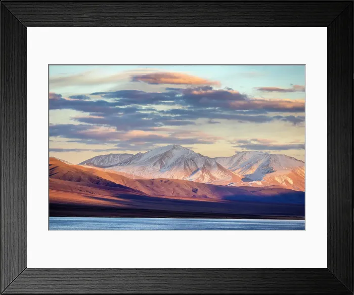 Framed Print : Snow covered mountains on the shore of Tolbo Lake, Western Mongolia, Asia Framed Print : Snow covered mountains on the shore of Tolbo Lake, Western Mongolia, Asia