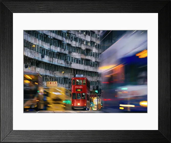 Framed Print : Tram and Monster Buildings at rush hour, Quarry Bay. Hong Kong, China, Asia Framed Print : Tram and Monster Buildings at rush hour, Quarry Bay. Hong Kong, China, Asia