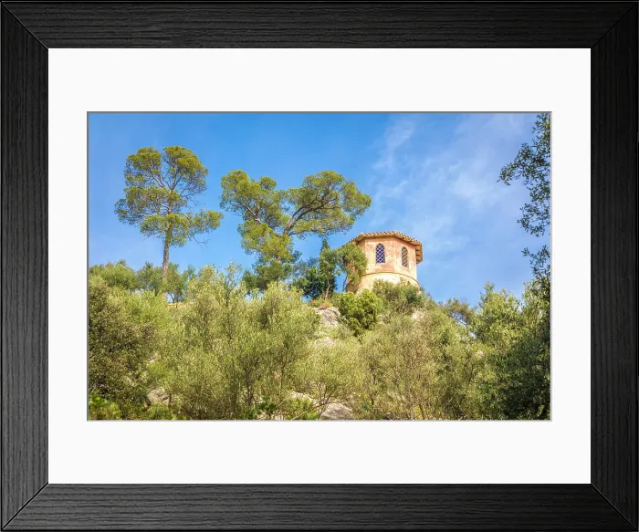 Framed Print : View of the viewing pavilion in the upper gardens of the Raixa estate, Bunyola, Mallorca, Balearic Islands, Spain Framed Print : View of the viewing pavilion in the upper gardens of the Raixa estate, Bunyola, Mallorca, Balearic Islands, Spain