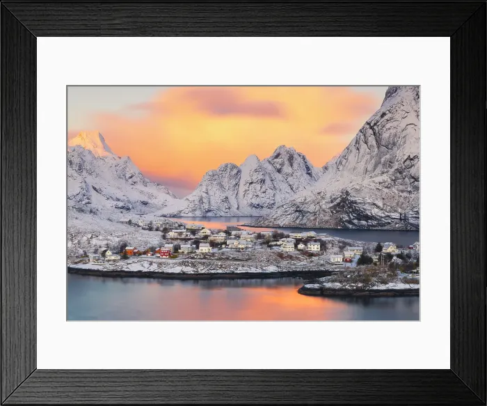 Framed Print : Panoramic and elevated view of houses around Sakrisoy and Hamnoy, Moskenes, Moskenesoya, Nordland, Lofoten, Norway Framed Print : Panoramic and elevated view of houses around Sakrisoy and Hamnoy, Moskenes, Moskenesoya, Nordland, Lofoten, Norway