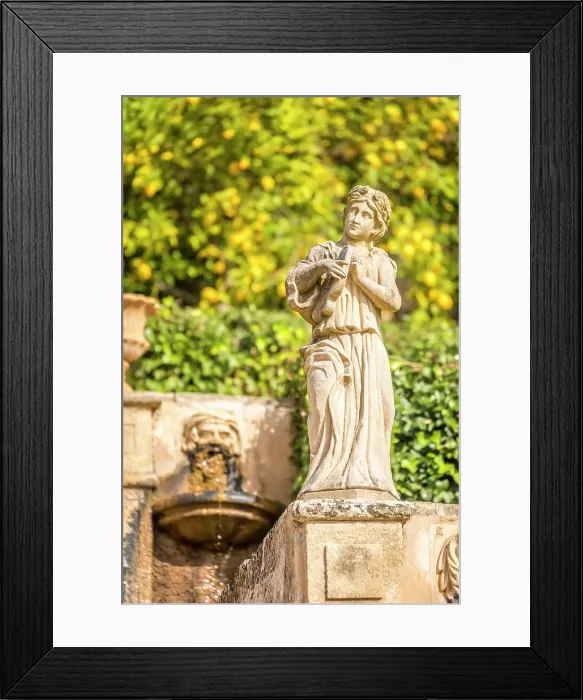 Framed Print : Historical statue at the stairs to the upper gardens of the Raixa estate, Bunyola, Mallorca, Balearic Islands, Spain Framed Print : Historical statue at the stairs to the upper gardens of the Raixa estate, Bunyola, Mallorca, Balearic Islands, Spain