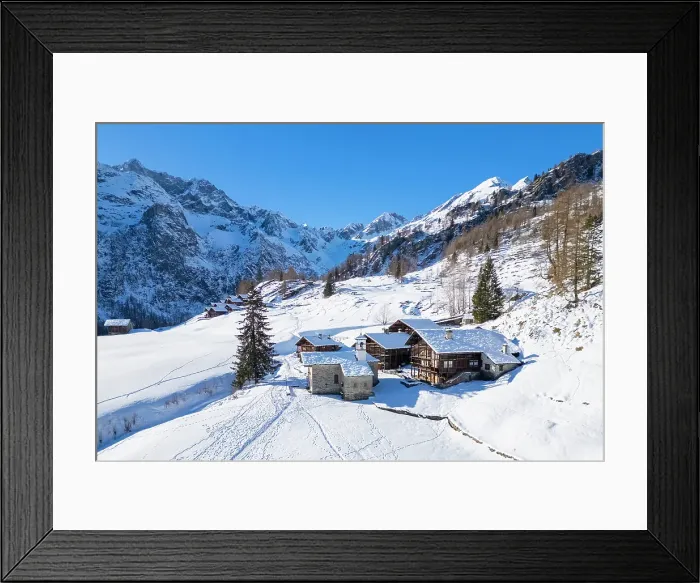 Framed Print : walser huts in Alpe Otro in winter. Alagna, Valsesia, Vercelli province, Piedmont, Italy Framed Print : walser huts in Alpe Otro in winter. Alagna, Valsesia, Vercelli province, Piedmont, Italy