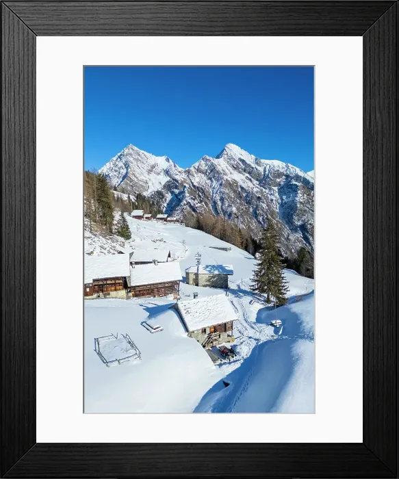 Framed Print : walser huts in Alpe Otro in winter. Alagna, Valsesia, Vercelli province, Piedmont, Italy Framed Print : walser huts in Alpe Otro in winter. Alagna, Valsesia, Vercelli province, Piedmont, Italy