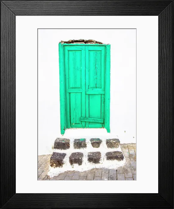 Framed Print : Old green door on white wall, , Teguise, Lanzarote, Canary Islands, Spain Framed Print : Old green door on white wall, , Teguise, Lanzarote, Canary Islands, Spain