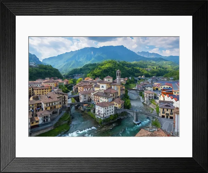 Framed Print : town of San Giovanni Bianco, divided by two rivers. Bergamo province, Brembana valley, Lombardy, Italy Framed Print : town of San Giovanni Bianco, divided by two rivers. Bergamo province, Brembana valley, Lombardy, Italy