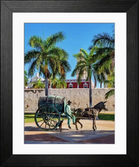 Framed Print : Horse-drawn Cart Sculpture in Parque de Las Banderas, Campeche City, Campeche State, Mexico Framed Print : Horse-drawn Cart Sculpture in Parque de Las Banderas, Campeche City, Campeche State, Mexico