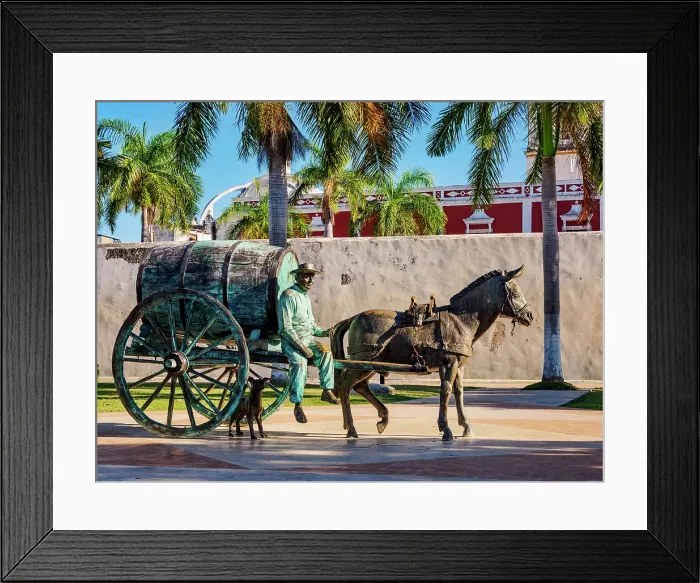 Framed Print : Horse-drawn Cart Sculpture in Parque de Las Banderas, Campeche City, Campeche State, Mexico Framed Print : Horse-drawn Cart Sculpture in Parque de Las Banderas, Campeche City, Campeche State, Mexico