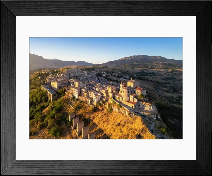 Framed Print : ancient town of Petralia Soprana, built on a cliff, Palermo district, Sicily, Italy