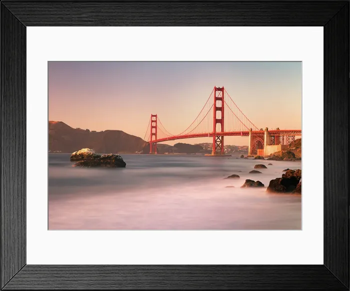 Framed Print : Golden Gate Bridge from Baker Beach at sunset, San Francisco, California, USA Framed Print : Golden Gate Bridge from Baker Beach at sunset, San Francisco, California, USA