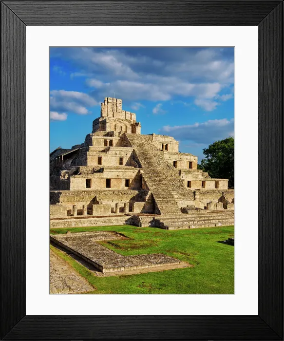Framed Print : Temple of Five Floors at sunset, Great Acropolis, Edzna Archaeological Site, Campeche State, Mexico Framed Print : Temple of Five Floors at sunset, Great Acropolis, Edzna Archaeological Site, Campeche State, Mexico
