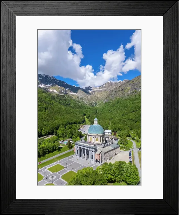 Framed Print : dome of the upper basilica of the Sanctuary of Oropa in summer, Biella, Biella district, Piedmont, Italy Framed Print : dome of the upper basilica of the Sanctuary of Oropa in summer, Biella, Biella district, Piedmont, Italy