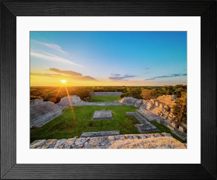 Framed Print : Great Acropolis at sunset, elevated view, Edzna Archaeological Site, Campeche State, Mexico Framed Print : Great Acropolis at sunset, elevated view, Edzna Archaeological Site, Campeche State, Mexico