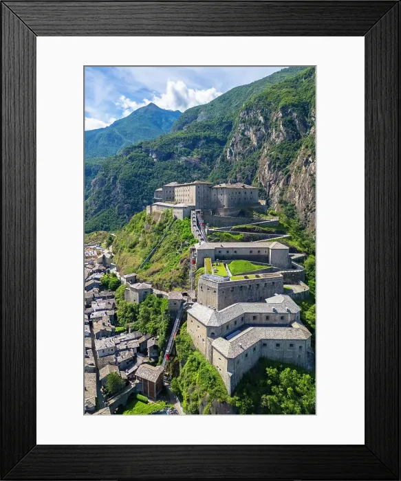 Framed Print : imposing fortress of Forte di Bard in summer. Bard, Aosta Valley, Italy Framed Print : imposing fortress of Forte di Bard in summer. Bard, Aosta Valley, Italy
