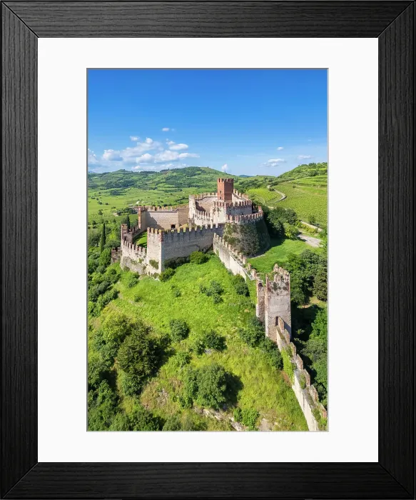 Framed Print : Scaligero castle of Soave in summer. Verona district, Veneto, Italy