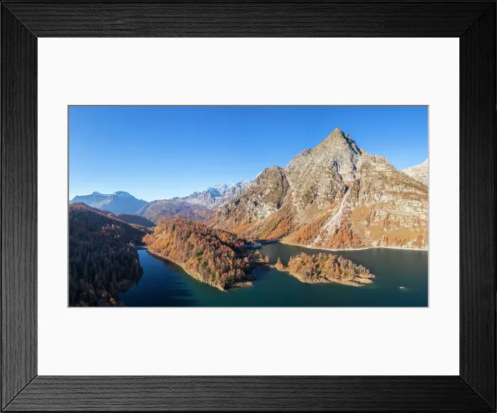 Framed Print : Lake Devero and Pizzo Stange at Alpe Devero park. Antigorio valley, Piedmont, Italy
