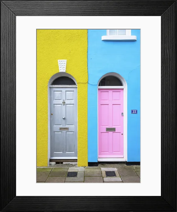 Framed Print : Colourful houses on a street in Brighton, City of Brighton and Hove, East Sussex, England