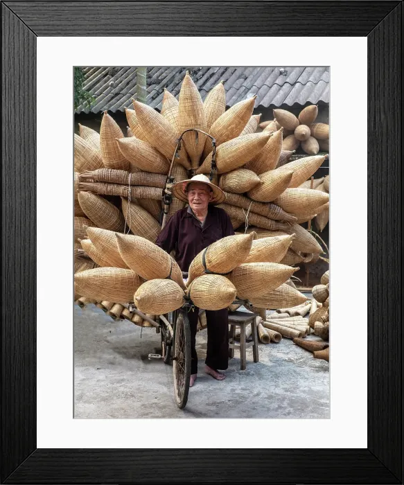 Framed Print : Mr Luong Son Bac, legendary maker of traditional bamboo fish traps, Thu Sy Village, near Hanoi, Vietnam Framed Print : Mr Luong Son Bac, legendary maker of traditional bamboo fish traps, Thu Sy Village, near Hanoi, Vietnam