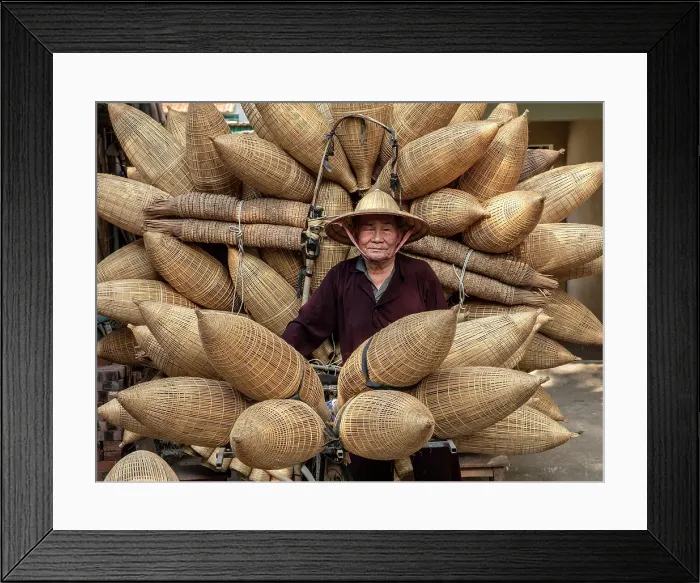 Framed Print : Mr Luong Son Bac, legendary maker of traditional bamboo fish traps, Thu Sy Village, near Hanoi, Vietnam Framed Print : Mr Luong Son Bac, legendary maker of traditional bamboo fish traps, Thu Sy Village, near Hanoi, Vietnam
