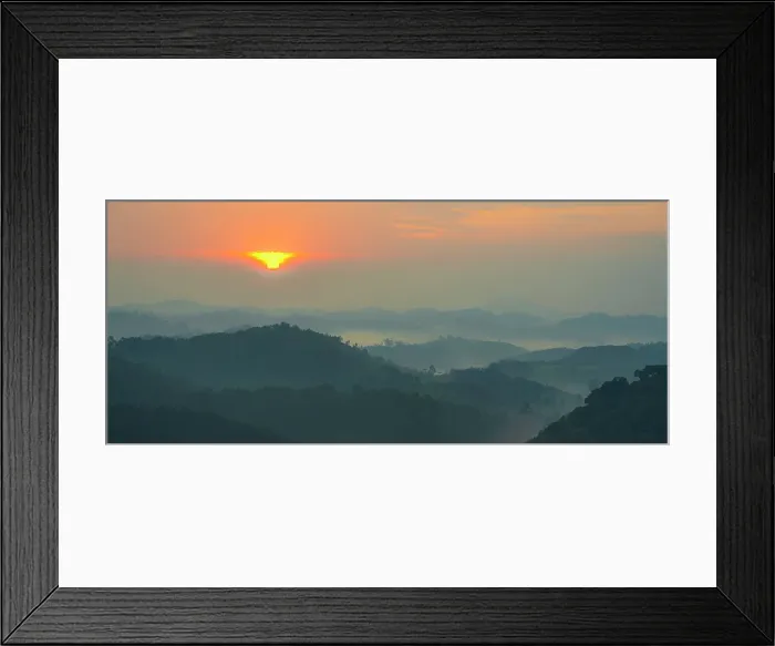 Framed Print : Africa, Rwanda, Nyungwe National Park. Sunrise above the rolling hills