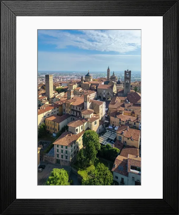Framed Print : Rooftops, churches and towers of the Upper Town (Citta Alta) of Bergamo, Lombardy, Italy Framed Print : Rooftops, churches and towers of the Upper Town (Citta Alta) of Bergamo, Lombardy, Italy