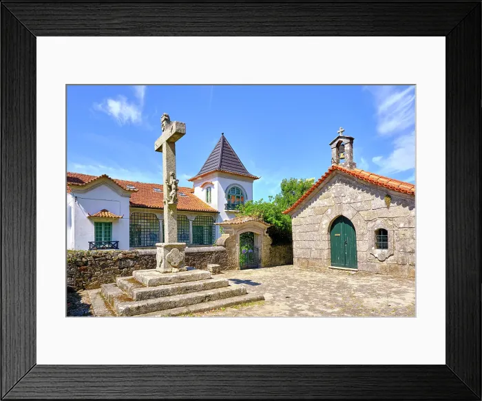 Framed Print : A quiet square in Seixas, a historic village near Caminha. It is on the Camino de Santiago facing Spain. Portugal Framed Print : A quiet square in Seixas, a historic village near Caminha. It is on the Camino de Santiago facing Spain. Portugal