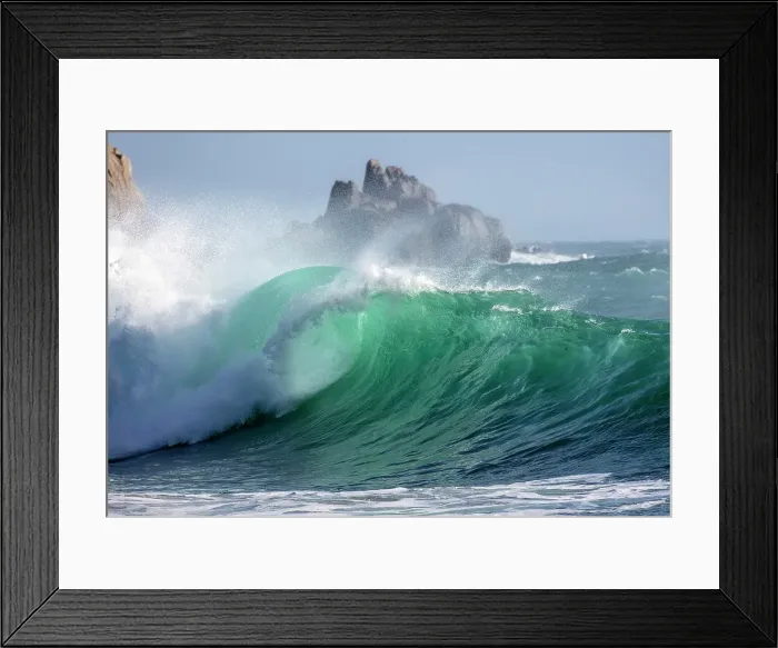 Framed Print : Breaking wave, Porthcurno Beach, Cornwall, England Framed Print : Breaking wave, Porthcurno Beach, Cornwall, England