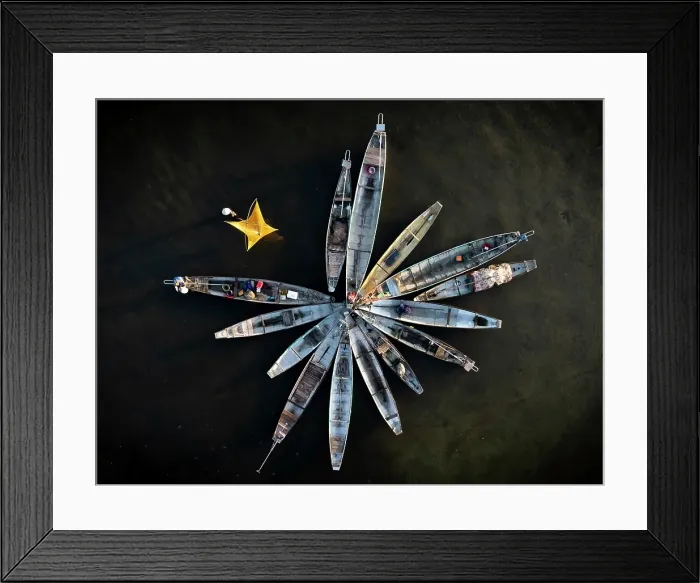 Framed Print : Aerial view of traditional boats, Quang Loi Lagoon, near Hoi An, Central Vietnam Framed Print : Aerial view of traditional boats, Quang Loi Lagoon, near Hoi An, Central Vietnam