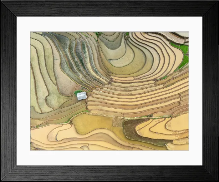 Framed Print : Aerial view of the rice terraces at Mu Cang Chai, Vietnam