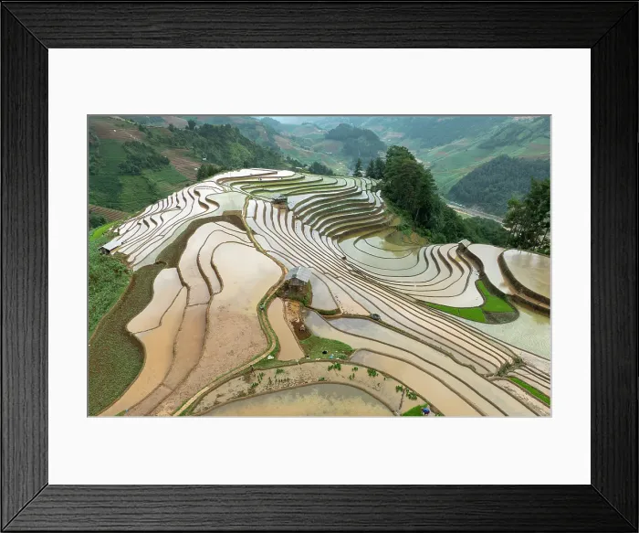 Framed Print : Aerial view of the rice terraces at Mu Cang Chai, Vietnam Framed Print : Aerial view of the rice terraces at Mu Cang Chai, Vietnam
