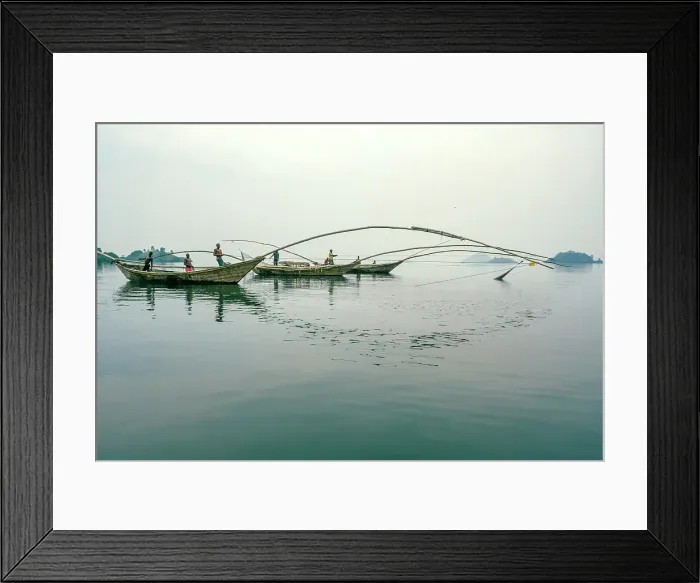 Framed Print : africa, Rwanda, Kivu Lake. Fishermen on traditional fishing boats in the middle of the lake near to some islands Framed Print : africa, Rwanda, Kivu Lake. Fishermen on traditional fishing boats in the middle of the lake near to some islands