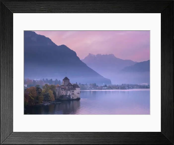 Framed Print : Chateau de Chillon, Dents du Midi & Lake Geneva (Lac Leman), Vaud, Switzerland Framed Print : Chateau de Chillon, Dents du Midi & Lake Geneva (Lac Leman), Vaud, Switzerland