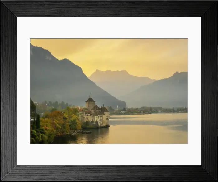 Framed Print : Chateau de Chillon, Dents du Midi & Lake Geneva (Lac Leman), Vaud, Switzerland Framed Print : Chateau de Chillon, Dents du Midi & Lake Geneva (Lac Leman), Vaud, Switzerland