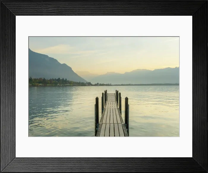 Framed Print : Jetty on Lake Geneva (Lac Leman), Vaud, Switzerland Framed Print : Jetty on Lake Geneva (Lac Leman), Vaud, Switzerland