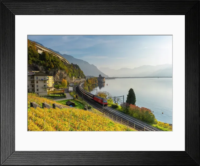 Framed Print : Chateau de Chillon, Dents du Midi & Lake Geneva (Lac Leman), Vaud, Switzerland Framed Print : Chateau de Chillon, Dents du Midi & Lake Geneva (Lac Leman), Vaud, Switzerland