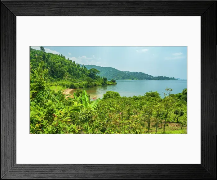 Framed Print : africa, Rwanda, Kivu Lake. View from the Congo Nile Trail toward a sandy beach by the lake Framed Print : africa, Rwanda, Kivu Lake. View from the Congo Nile Trail toward a sandy beach by the lake