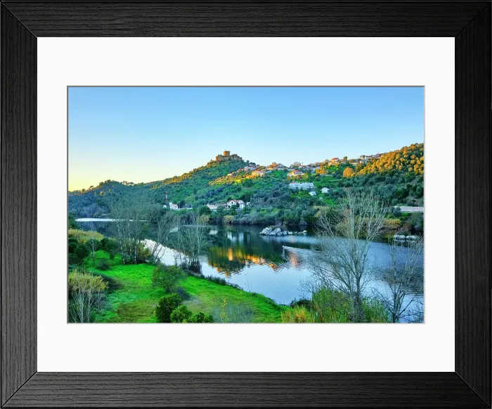 Framed Print : The 13th century castle of the fortified medieval village of Belver overlooking the Tagus river in winter. Beira Baixa, Portugal Framed Print : The 13th century castle of the fortified medieval village of Belver overlooking the Tagus river in winter. Beira Baixa, Portugal