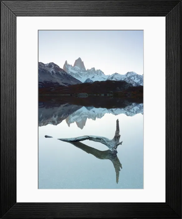 Framed Print : Fitzroy mountain at sunset reflectin in the Laguna Capri lake near El Chalten, Patagonia, Argentina Framed Print : Fitzroy mountain at sunset reflectin in the Laguna Capri lake near El Chalten, Patagonia, Argentina