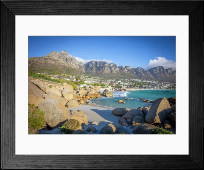 Framed Print : Camps Bay & The Twelve Apostles, Cape Town, Western Cape, South Africa