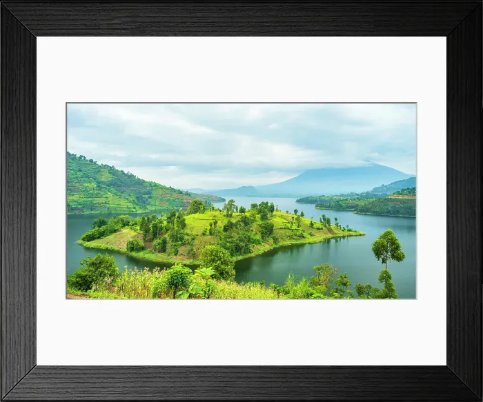 Framed Print : africa, Rwanda, Burera Lake. View over the lake towards volcano Muhavura Framed Print : africa, Rwanda, Burera Lake. View over the lake towards volcano Muhavura