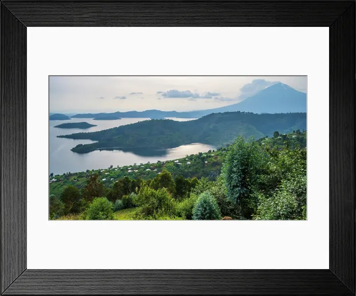 Framed Print : africa, Rwanda, Burera Lake. View over the lake towards volcano Muhavura Framed Print : africa, Rwanda, Burera Lake. View over the lake towards volcano Muhavura