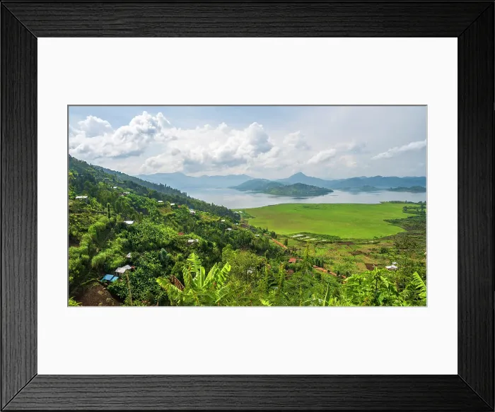 Framed Print : africa, Rwanda, Ruhondo Lake. View over the lake and the surrounding village Framed Print : africa, Rwanda, Ruhondo Lake. View over the lake and the surrounding village